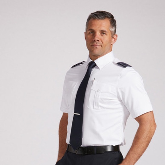 A Cut Above Men’s Pilots Brooks Uniform Short Sleeve Shirt in Gray, size 16.5 - Picture 1 of 6